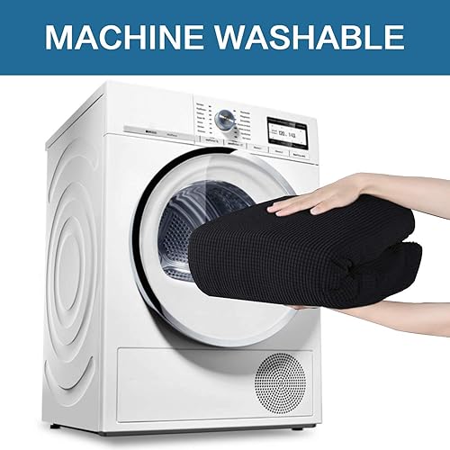 Miniatura 7 de H.VERSAILTEX Fundas elásticas para sofá (sofá de 72-96 pulgadas negro) para sofá de 3 cojines, paquete de funda elástica para silla de sillón de 32