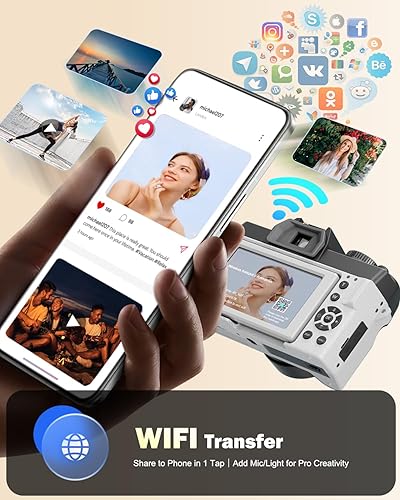 Miniatura 5 de NBD Cámaras digitales 8K para fotografía, cámara fotográfica de 64 MP, cámaras de vlogging de viaje para YouTube con pantalla abatible de 180°, zoom