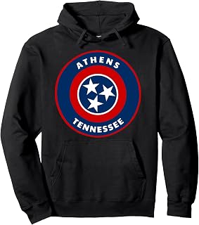 Athens Tennessee TN Flag Badge Roundlet Souvenir Pullover Hoodie