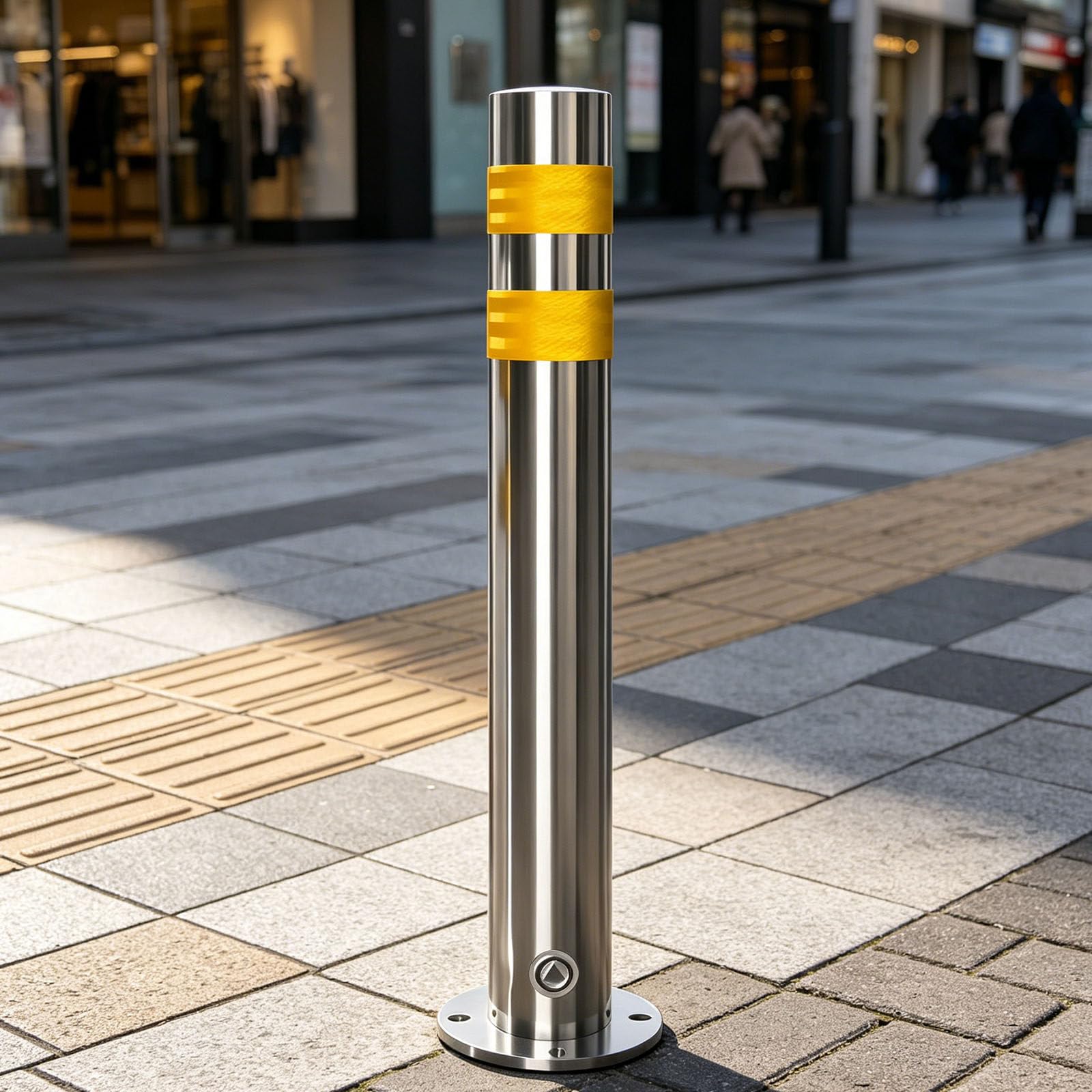 Glowdora Security Parking Bollards With Expansion Bolts, Reflective Safety Barrier Bollard Post, Stainless Steel Pipes Traffic Delineator Barricades 7.6×75cm