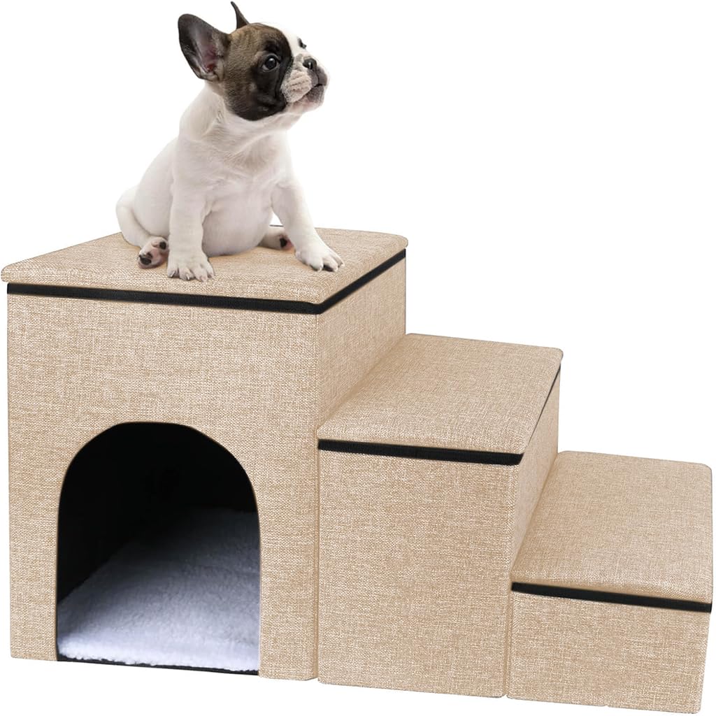 Qpets® Pet Stairs, Multi Purpose Dog Bed Cat House Puppy House, Cat House for Persian for Small Pets with Storage & Play Area & Comfortable Nap Spot (B0D8Q4ZZWR) Amazon Price History, Amazon Price Tracker