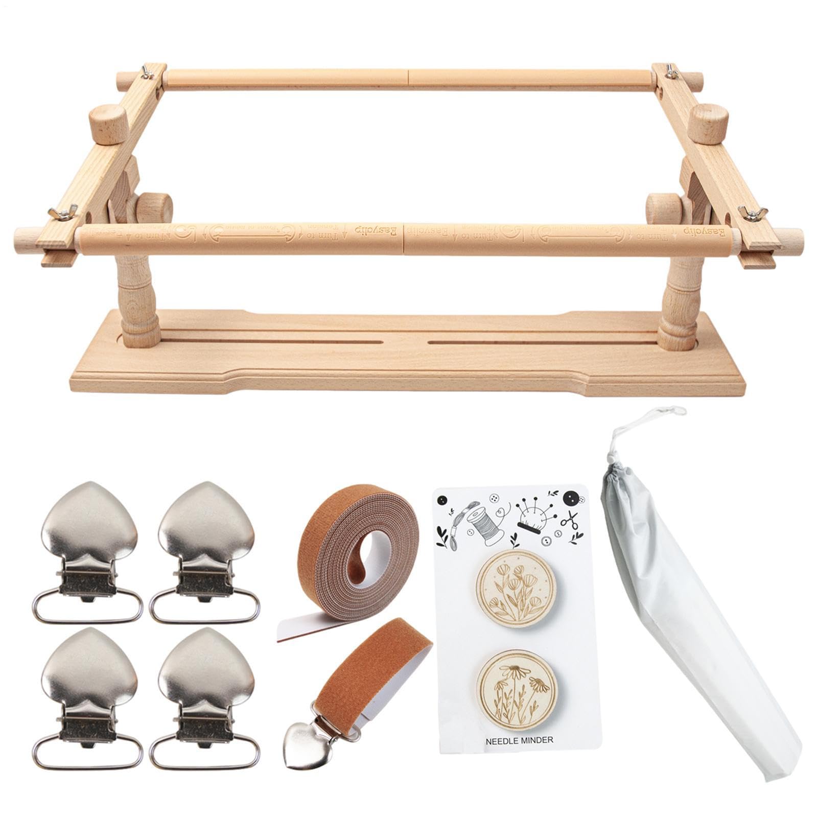 Bastidor de bordado de madera – Soporte giratorio y ajustable, herramienta | de costura robusta, materiales de alta calidad, agarre cómodo, fácil montaje | Para bordado, acolchado, aficiones creativas