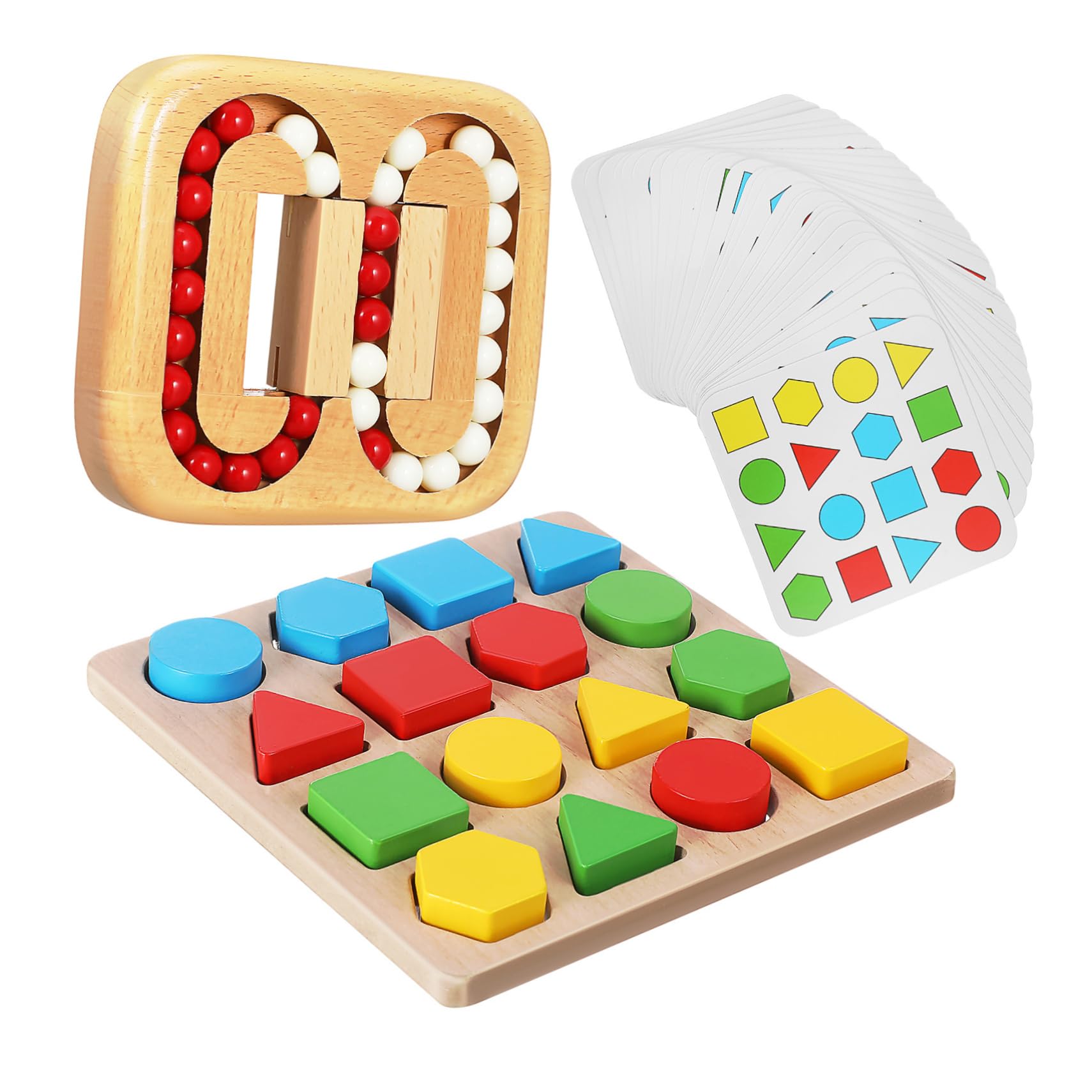 Beaupretty Juegos Cognitivos para Personas Mayores Rompecabezas De Madera con Laberinto Giratorio Y Formas Geométricas Actividades De Memoria Portátiles para Adultos
