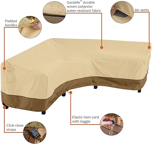 Miniatura 5 de Classic Accessories Veranda - Juego de fundas seccionales en forma de V para patio de 85 pulgadas, resistentes al agua, fundas para muebles de patio