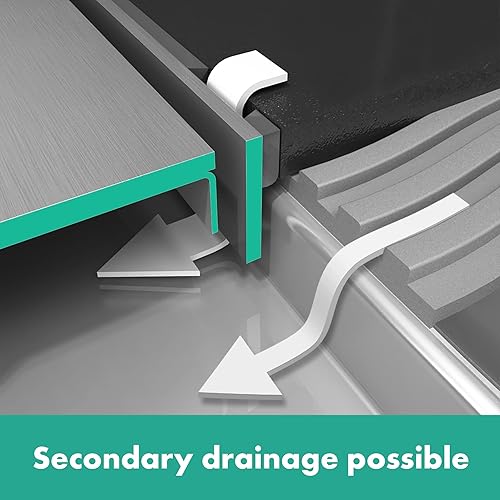 Miniatura 9 de hansgrohe RainDrain Brilliance - Juego de drenaje de ducha cuadrado con cubierta trasera áspera y baldosa en acero inoxidable cepillado, drenaje de