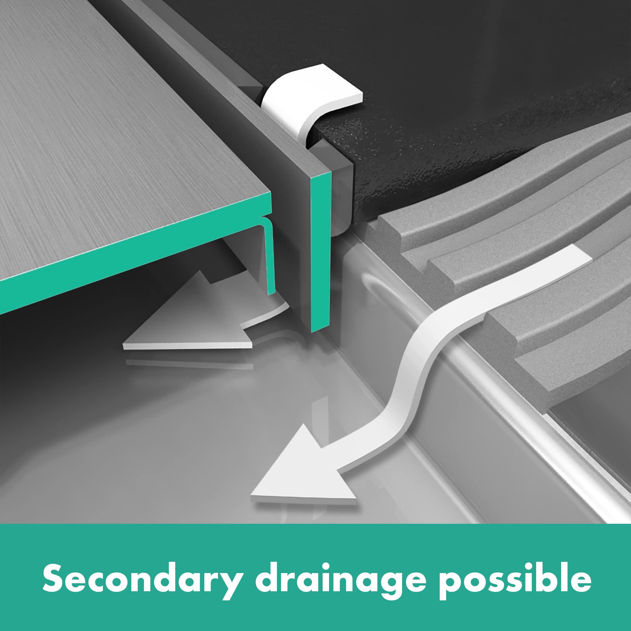 hansgrohe RainDrain Match Boardwalk - Desagüe de ducha lineal para 35 1/4 pulgadas con marco de altura ajustable en acero inoxidable cepillado, drenaje rectangular de acero inoxidable para piso de