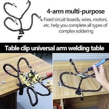 Helping Hands Soldering Station, Flexible Adjustable Third Hand Soldering Station PCB Holder with Table Clamp Soldering Tool for Electronic Repair Soldering Crafts