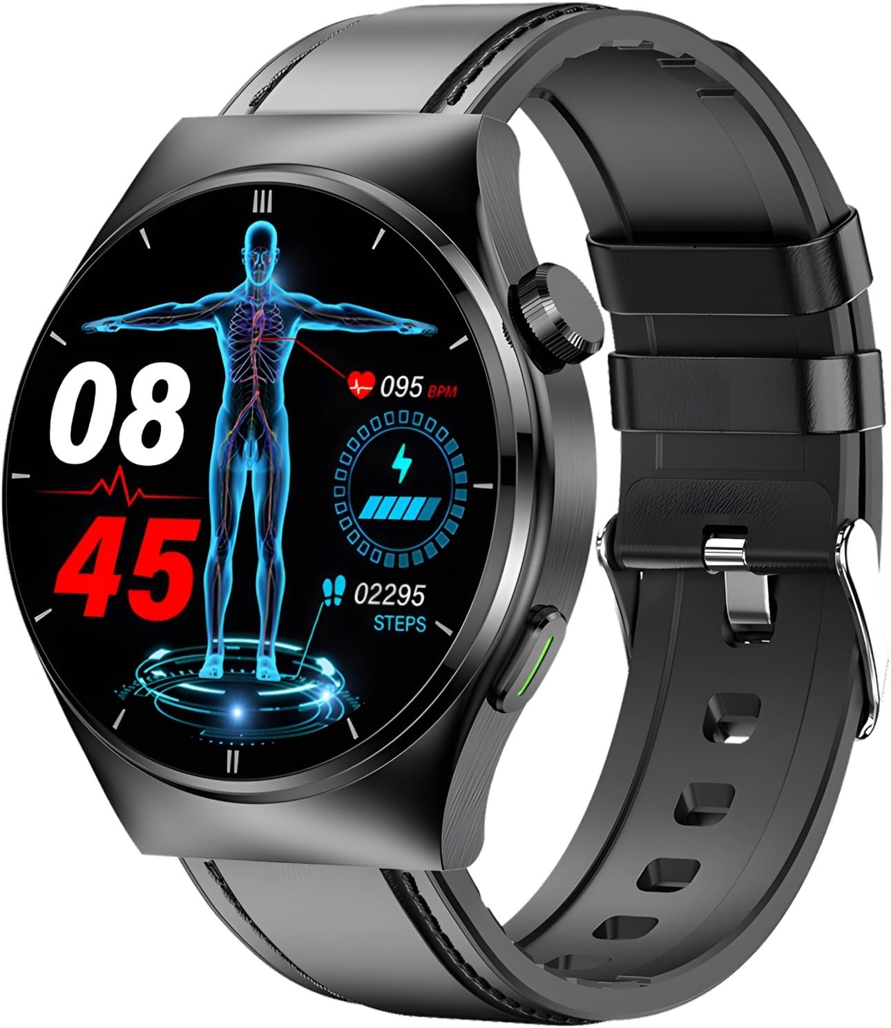 Fitness Tracker Smart Watch for Men with Bt Calling, Heart Rate, Blood Pressure Monitor & Multi-Function Features, Black Plastic & Silicone Band