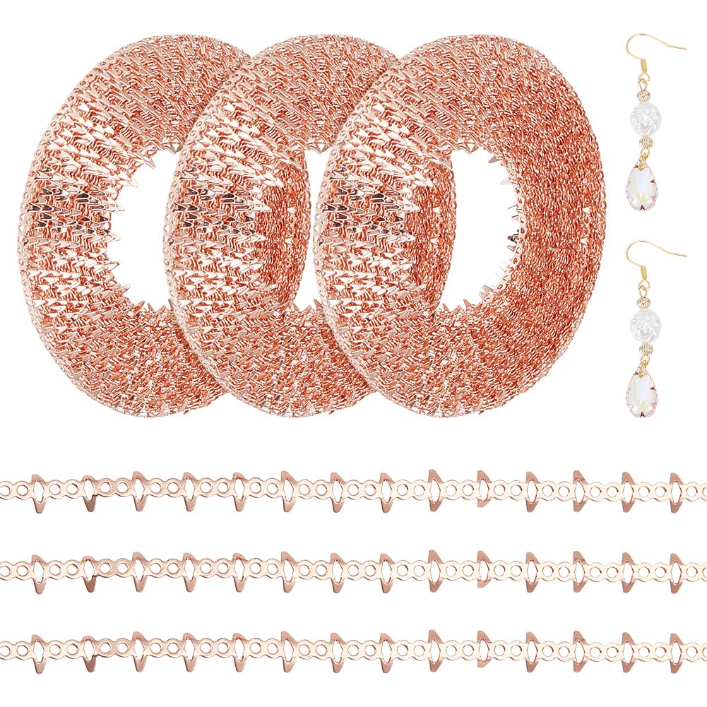 PH PandaHall 3m Rose Gold Gallery Wires Jewellery Bezel Strip Brass Craft Wire Metal Gemstone Bezel Wire for Jewellery Making Women DIY Handmade Necklace Earring Bracelet Craft, 3 Rolls