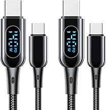 DC03 USB Type C Cable, 140W/5A, Set of 2, PD Compatible, Type-C to Type-C Rapid Charging, Output Screen Display, Nylon Braided, Type C Charging Cord for iPhone 17/16/16 Pro/16 Plus/16 Pro Max