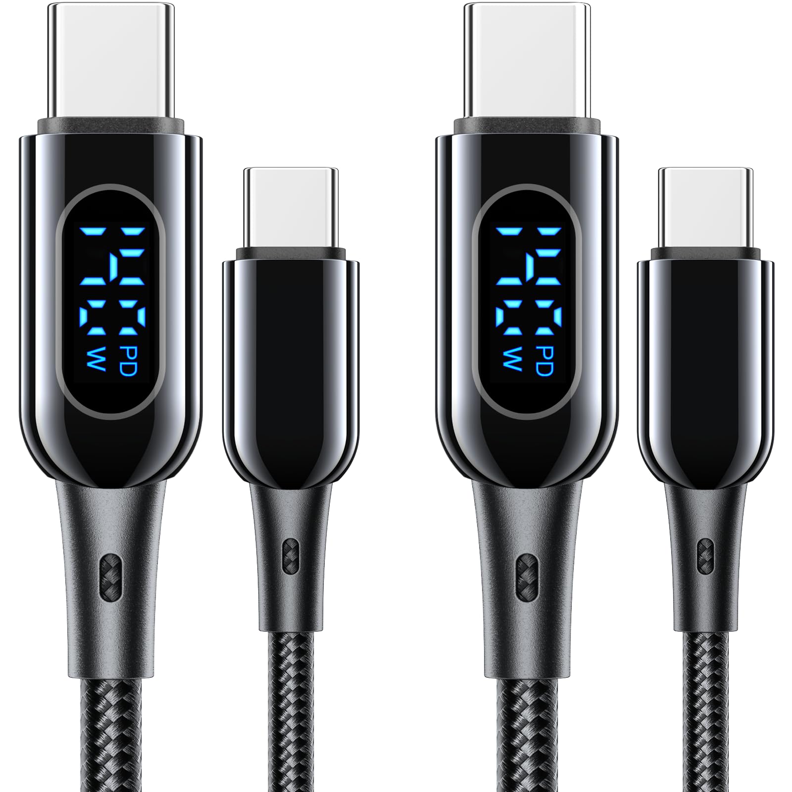 MINSLIS DC03 USB C Cable Set of 2 140W PD 5A Power Display Nylon Braided