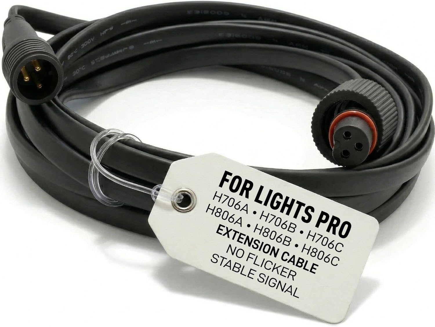 10ft 3-Pin Extension Cable Compatible with Govee Permanent Outdoor Lights Pro (H706A H706B H706C H806A H806B H806C) – IP68 Waterproof Outdoor Connector (Black)