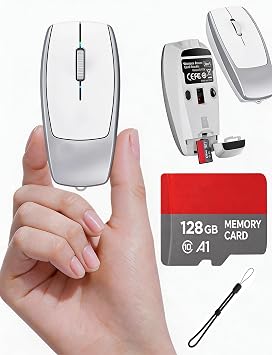 Wireless Mouse Mini Small Bluetooth Finger Mouse with TF Card Reader,Silent Pocket Portable Handheld Tiny Compact USB Travel Optical Mice for PC Laptop Computer Macbook Tablet Kids Women Men Gift