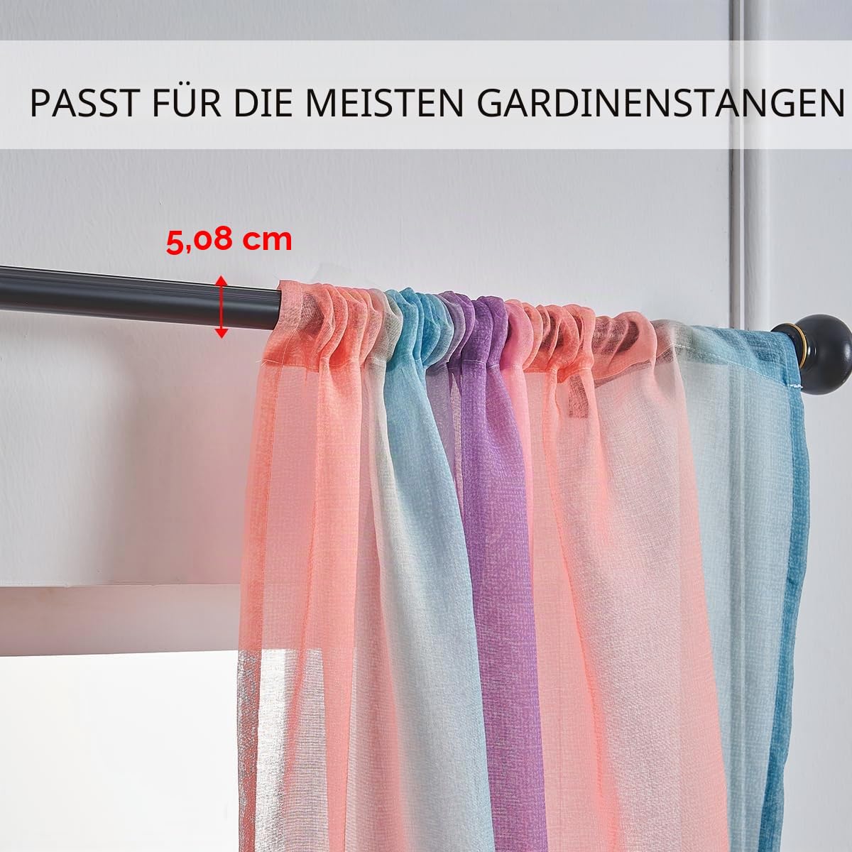 2-teilige Vorhänge für Mädchenschlafzimmer, halbtransparente Vorhänge mit Farbverlauf für Kinderzimmer, Wohnzimmer, Themenzimmer (Rosa Blau Lila, B132xH213 cm)