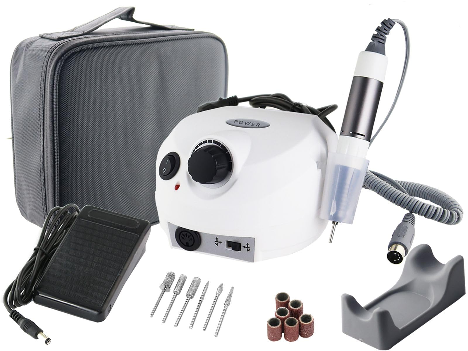 Professionelle elektrische Maniküre- / Pediküre bis 30.000 U/ pro Minute | Fußpflegegerät als Kombi-Gerät mit hygienischer Aufbewahrungstasche und Fräser-Set zur elektrischen Fuß- & Nagelpflege