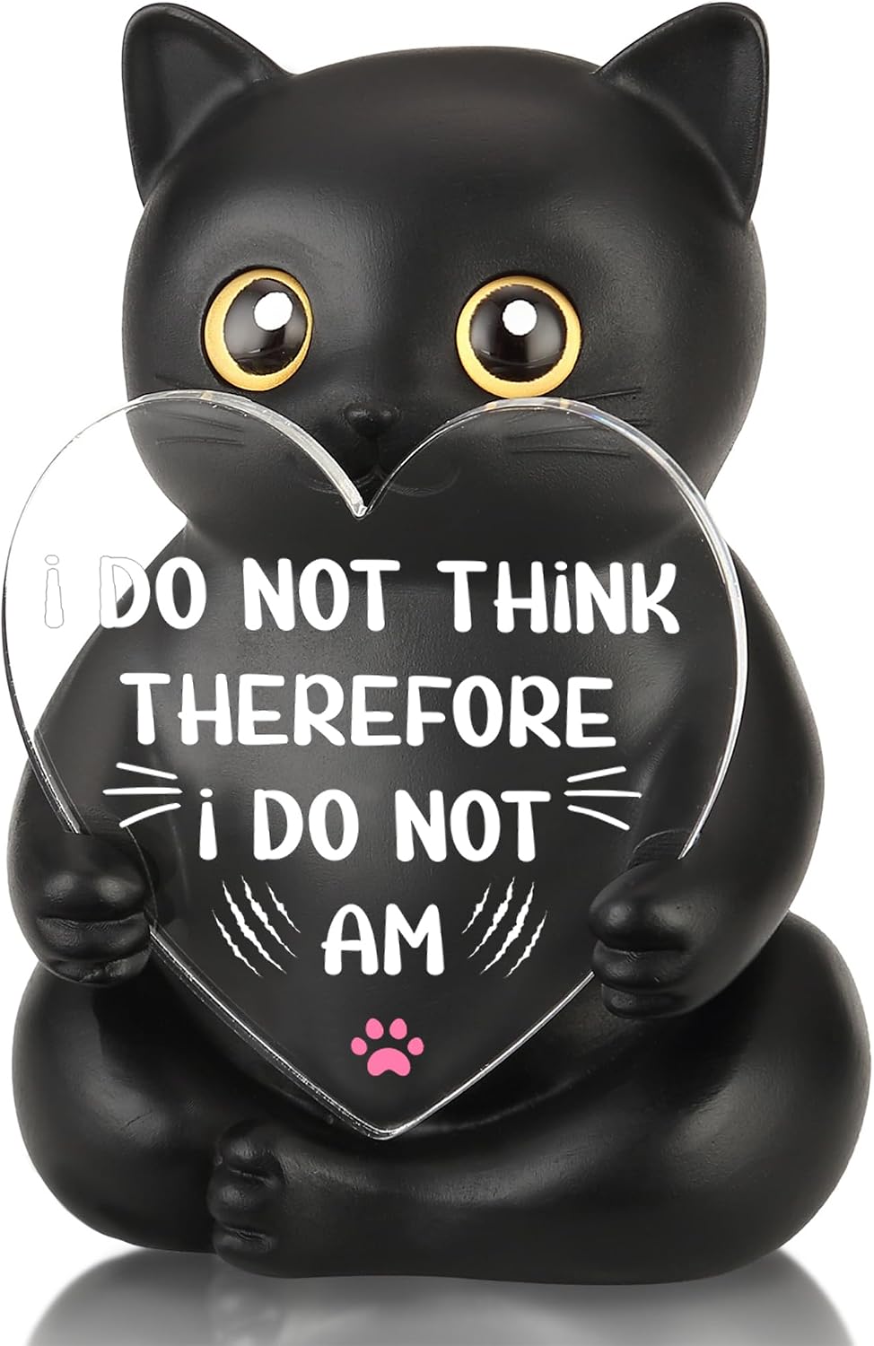 CINRLLA Funny Black Cat Figurine Desk Decor for Coworker Friend Teacher Nurse, Cat Lover Appreciation Gift, Office Humor Birthday Gift, I Do Not Think Therefore I Do Not Am, CRD926