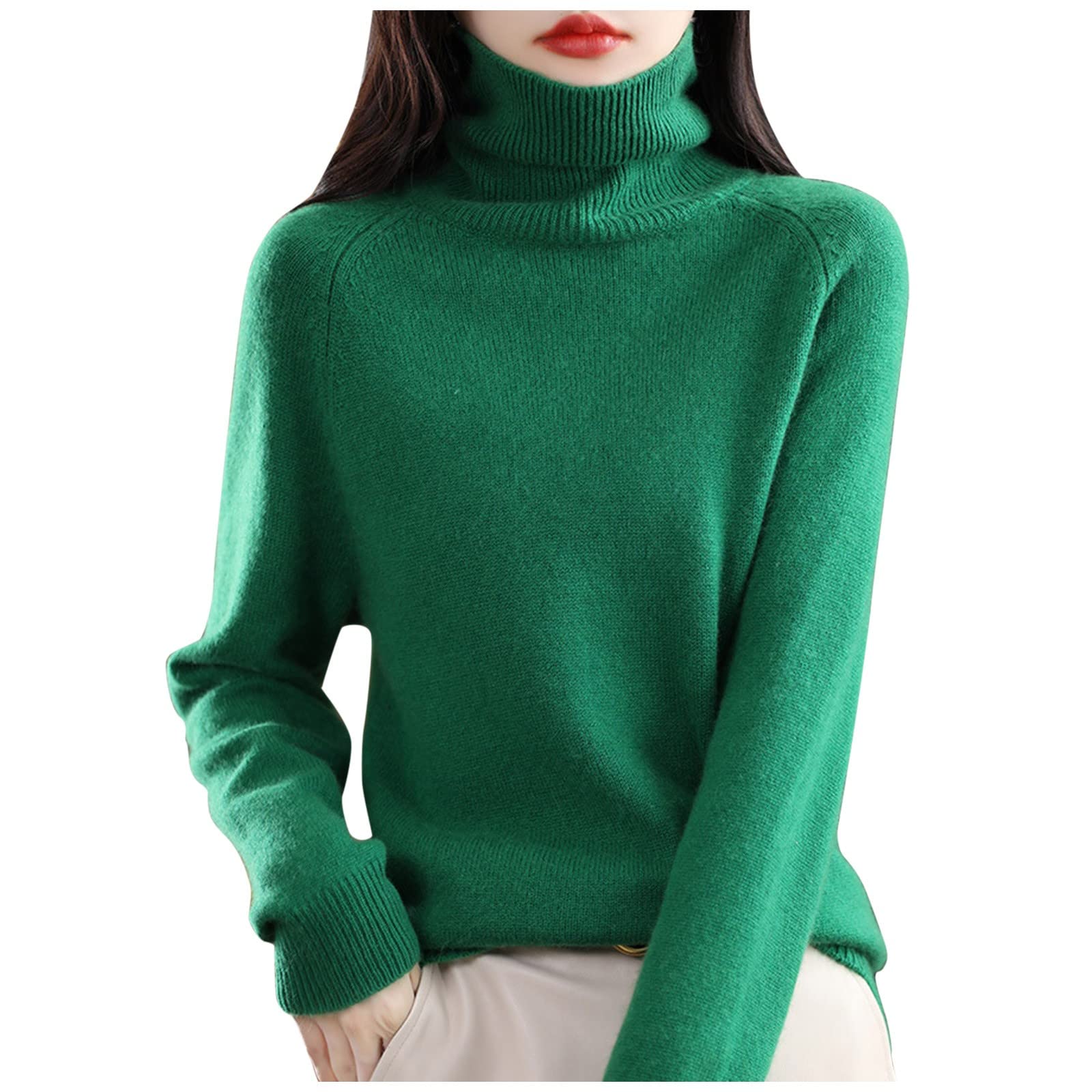 Cashmere Sweaters for Women Turtle Neck Long Sleeve Soft Knit Sweater Solid Winter Warm Cozy Chunky Thermal Tops