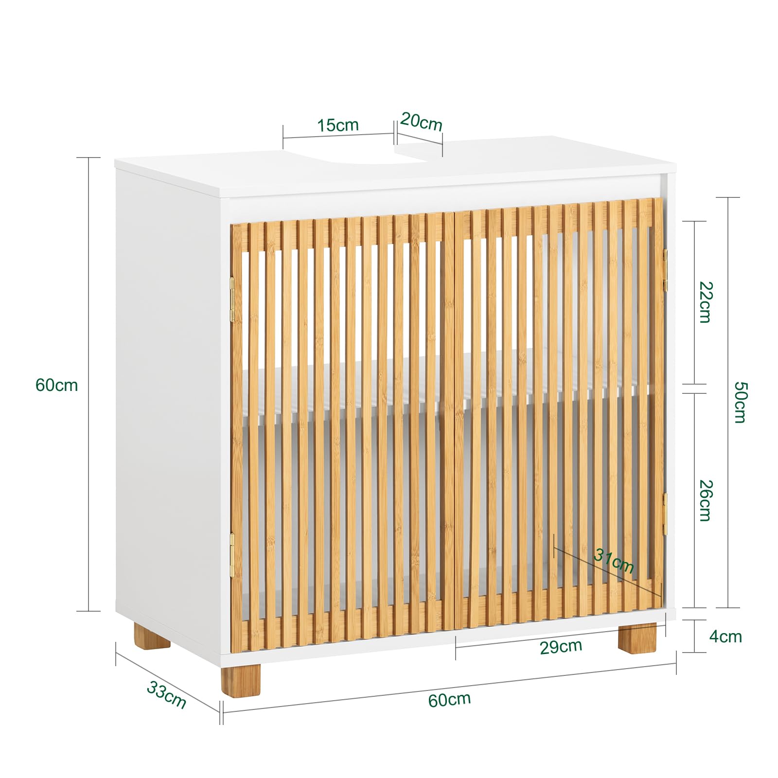 SoBuy Meuble sous Lavabo Salle de Bain avec Découpe pour Siphon 60x30x61 cm