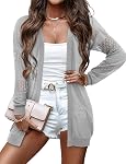 BETTE BOUTIK Women's Lightweight Open Front Knit Cardigan Spring Summer Soft Sweater Long Sleeve Crochet Sun Protection