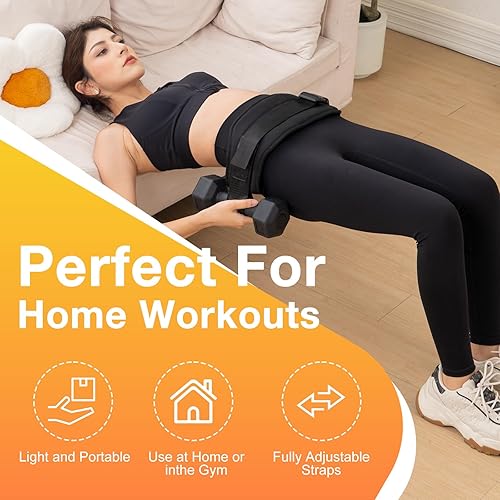 Miniatura 3 de Cinturón de empuje de cadera para mancuernas, pesas rusas, platos, cinturón premium de botín para mujeres/hombres, banda de empuje con acolchado