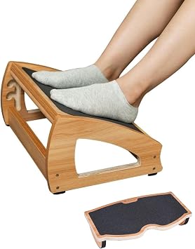 StrongTek Wooden Rocking and Adjustable Foot Rest Set, Rocking Foot Rest Plus 3-Height Under Desk footrest for Flexible Office Comfort, Home workstations, and Desk use