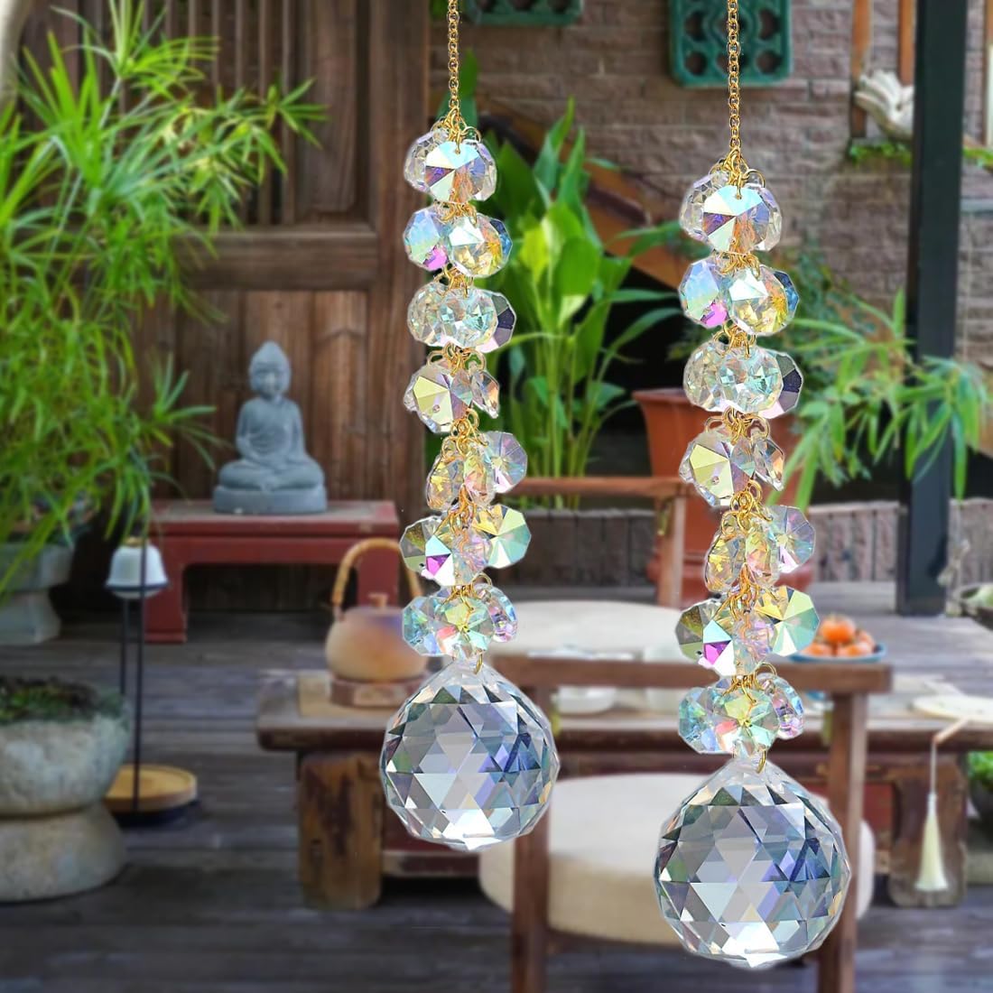 suncatchers for Windows Hanging Prism, 40mm auraro Crystal Suncatcher with Crystals Chandelier Beads, Hanging Crystal for car, Ceiling,Wedding, Party,MOM Daughter Gift(2 pcs)