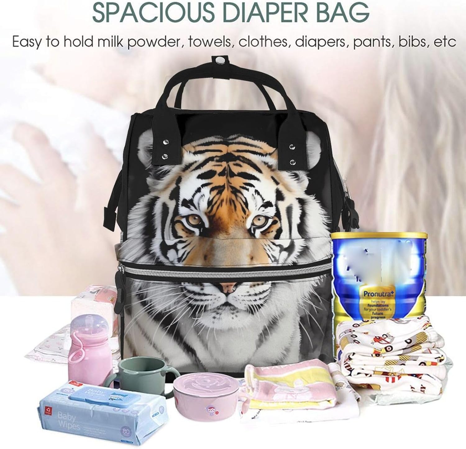 Tiger Diaper Bag Large Capacity Travel Backpack image 5