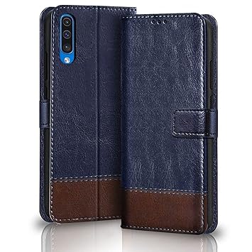 TheGiftKart Samsung Galaxy A50s / A50 / A30s Flip Back Cover Case Dual-Color Leather Finish | Inbuilt Stand & Pockets | Wallet Style Flip Case for Samsung Galaxy A50s / A50 / A30s (Blue & Brown)