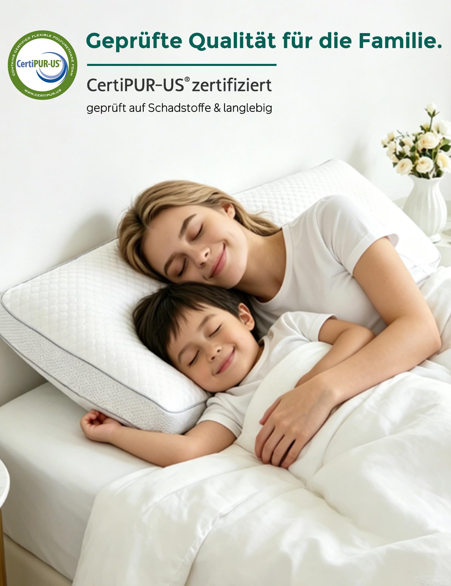 APSMILE Kopfkissen 50x75 cm - Memory Foam Kissen für Seitenschläfer & Mehr - Höhenverstellbares Schlafkissen mit hochwertiger Füllung gegen Nackenschmerzen - Atmungsaktiv - Abnehmbarer Bezug