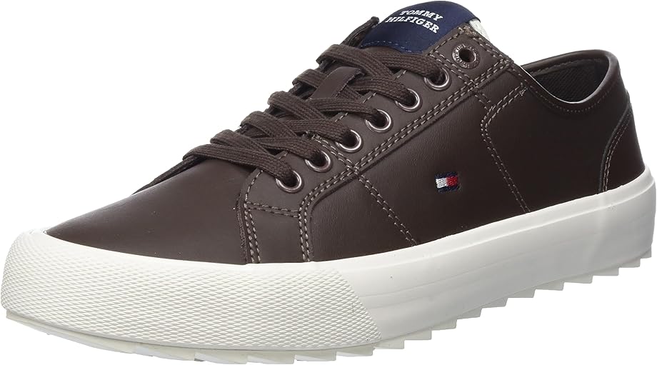 Sneaker vulcanizzate uomo tommy hilfiger core vulc cleated lth fm0fm04821