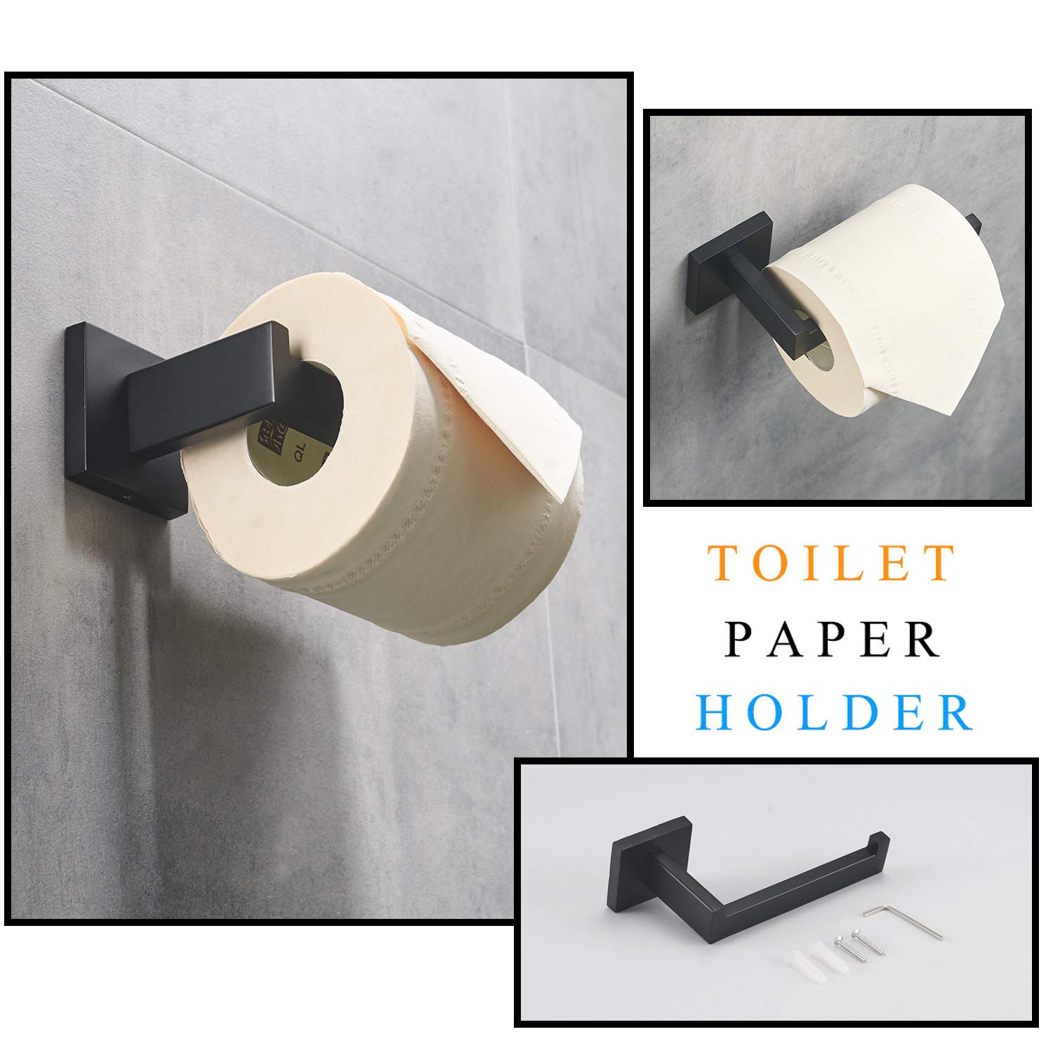 SHUNLI 3-teiliges Badezimmer-Set – Handtuchhalter, Kleiderhaken & Toilettenpapierhalter In Gebürstetem Nickel, Wandmontiert