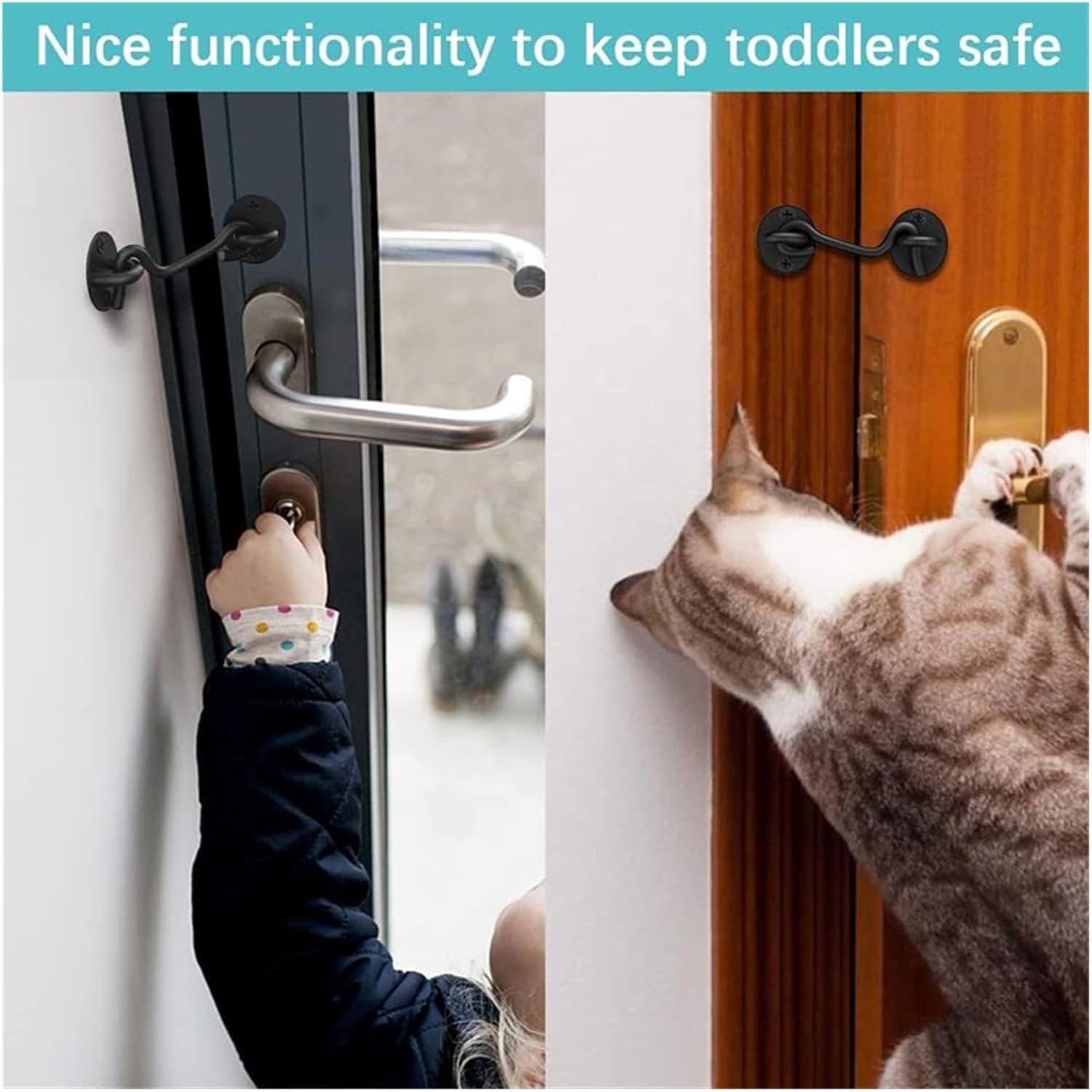 Stainless Steel Heavy Duty Privacy Hook and Eye Lock with Screw Black Silver, Barn Door Simple Lock Door Latch Window(Sliver-3 inch)