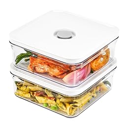VAKUEN Premium Airtight Food Storage Containers, Mini Square 2pc/set(0.85qt), Smart One-Click Seal Lid, No Hinges, 100% Leak Proof, BPA-FREE, Dishwasher, Freezer & Microwave Safe