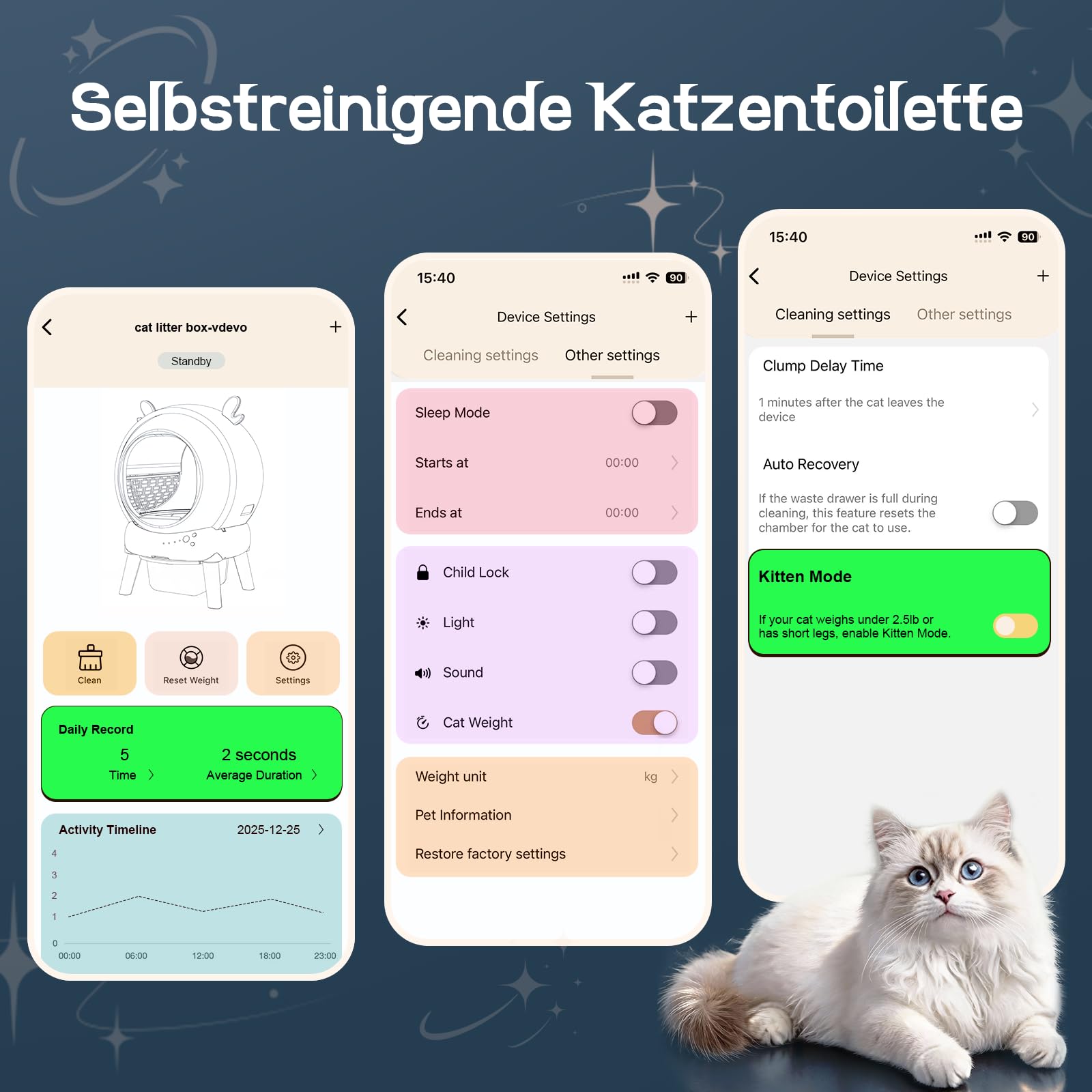 Lettiera Gatto Autopulente,65L Lettiera Elettrica Per Gatti Con 9 Sensori Di Sicurezza,Controllo App Da 2.4 Ghz,Protezione Anti-Pizzicamento,Sicurezza Lettiera Autopulente Per Gatti