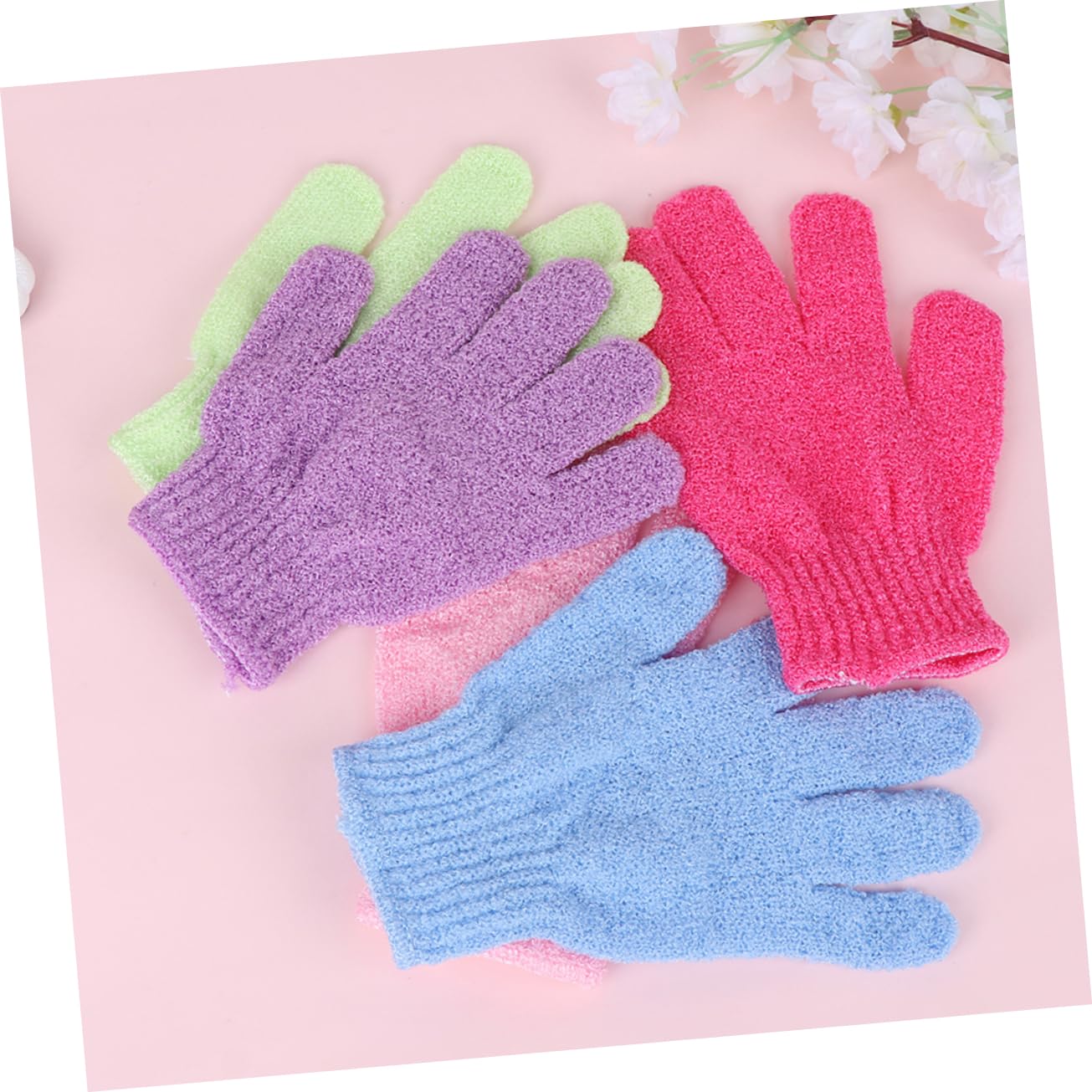 minkissy 28piezas Guantes Exfoliantes De De Toallas Para Baño Con Diseño De Cinco Dedos Masaje Espalda y Exfoliación Para Hombres y Mujeres Rosado