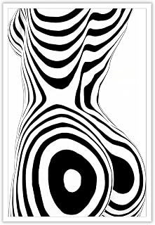 Black and white abstract female silhouette over zebra stripes canvas art