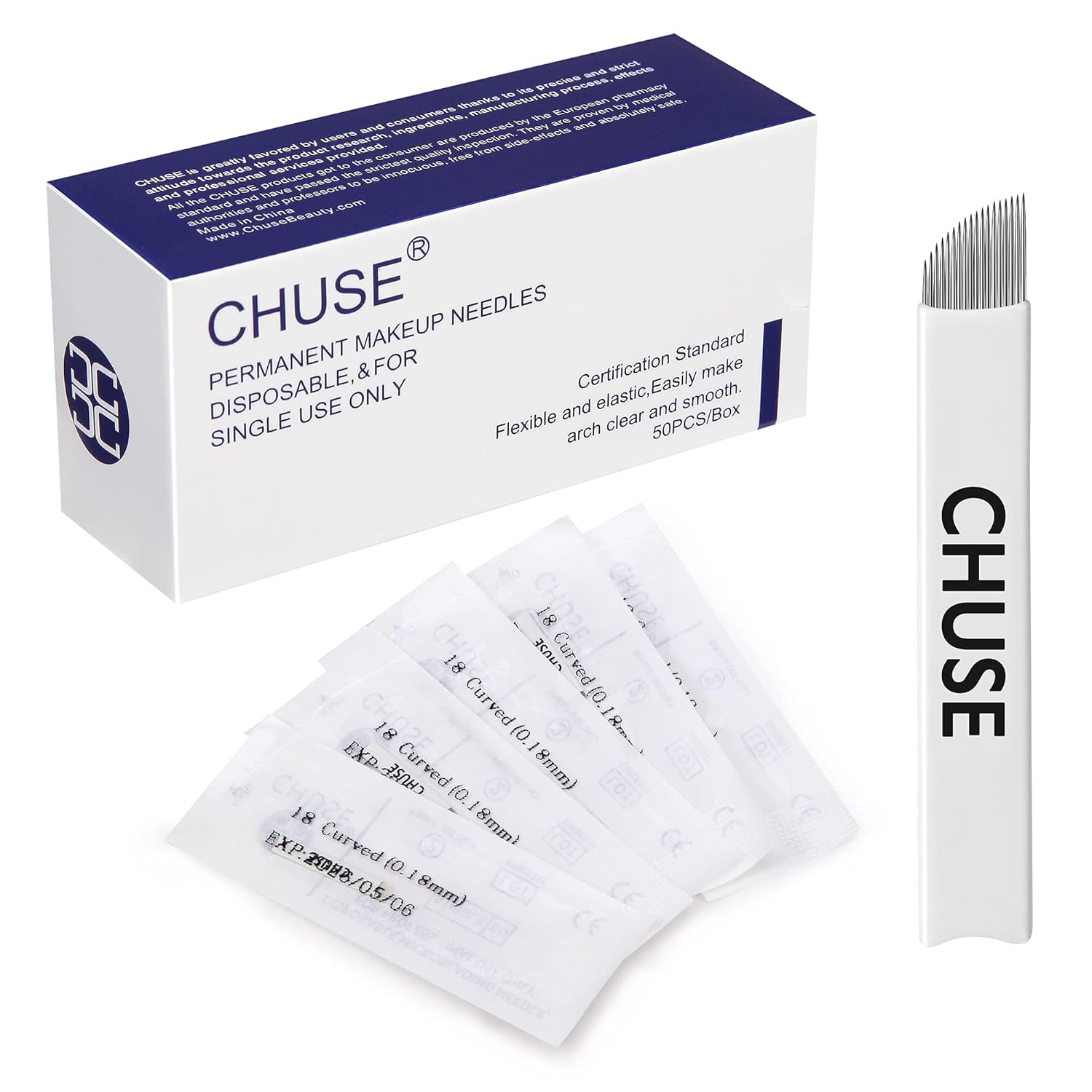 Chuse S14 50pcs Manual Eyebrow Permanent Makeup Needles Tattoo Micro Blade 14 Sloped Needles