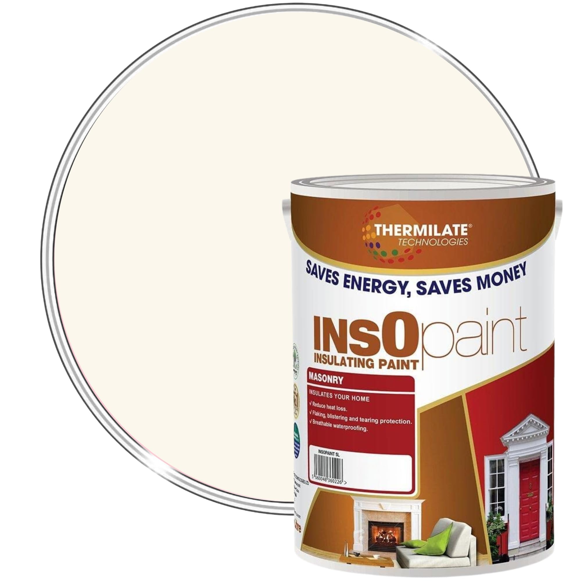 Thermilate Technologies Insopaint Exterior Masonry PaintHeat ReflectingInsulating & Weatherproof Exterior Wall ProtectionCreamy White5L from B&Q