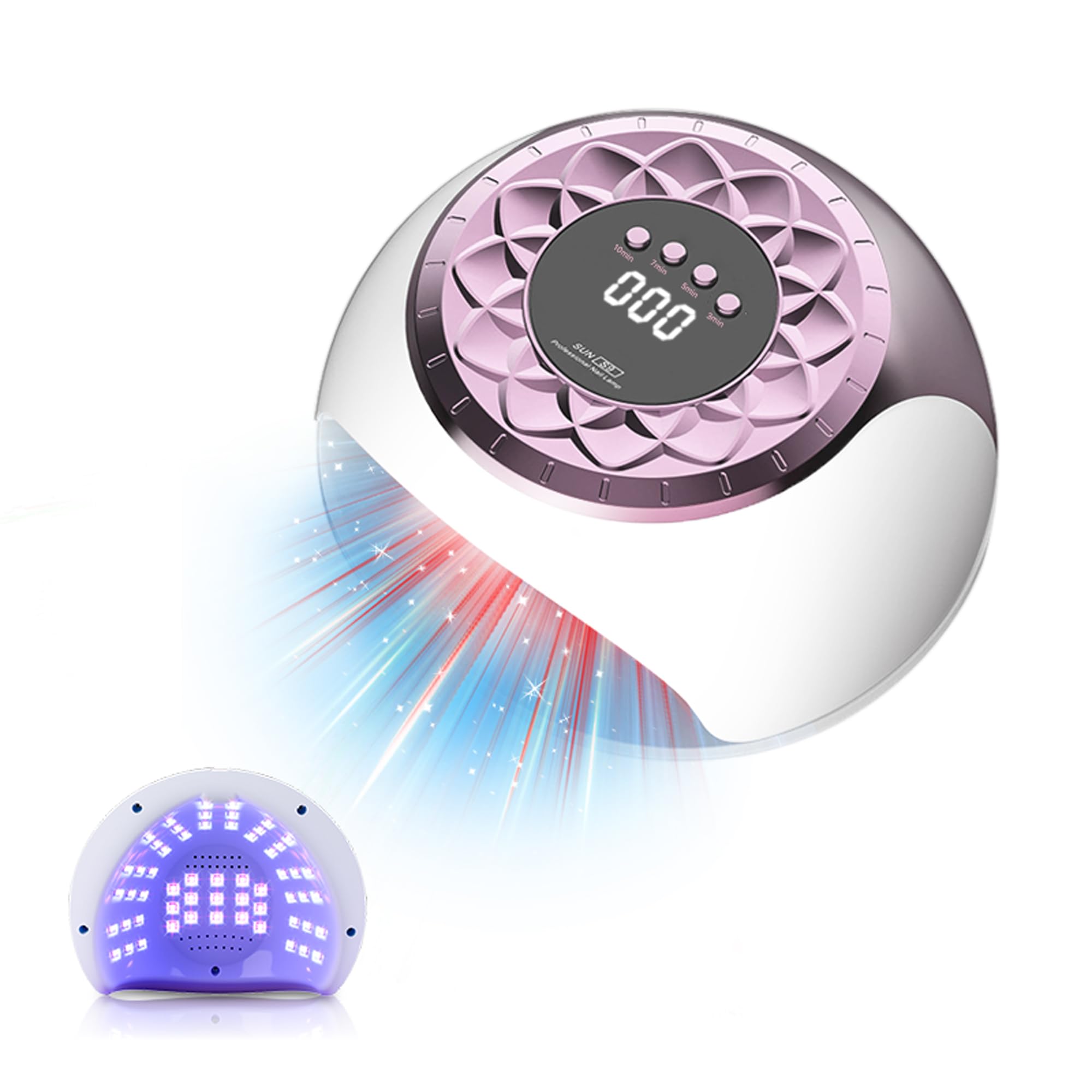 IUHFSIFS 5.0 Fingernägel - Intelligente 3/5/7/10min Timer-Funktion Zeitmessgerät Ausrüstung für den Hausgebrauch,Beide Hände/Füße Können Gleichzeitig Verwendet Werden Lase(Pink)