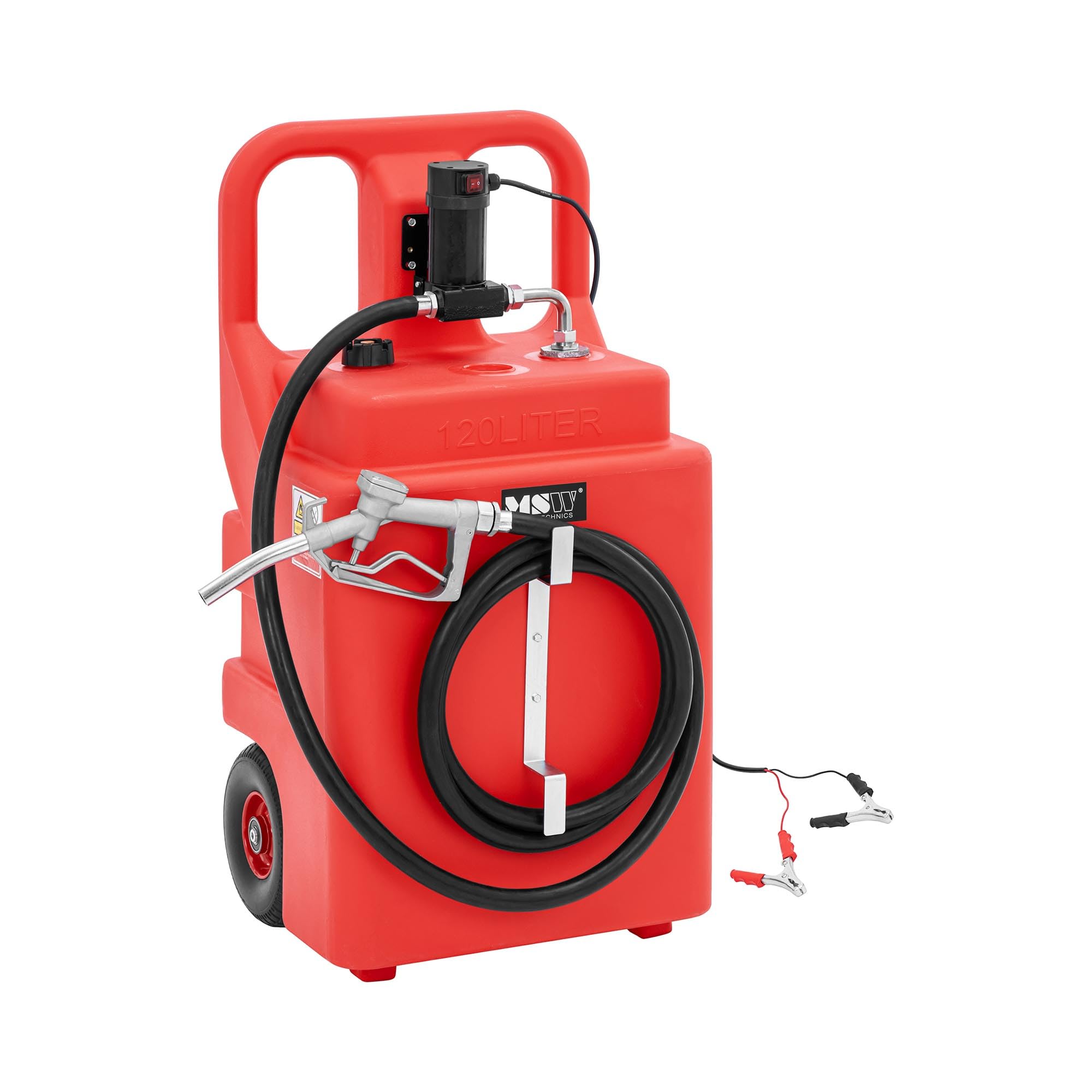 MSW Mobile Tankstelle mit elektrischer Pumpe, Zapfhahn und Räder 120 l 37 l/min mobile Tankanlage mobiler Dieseltank