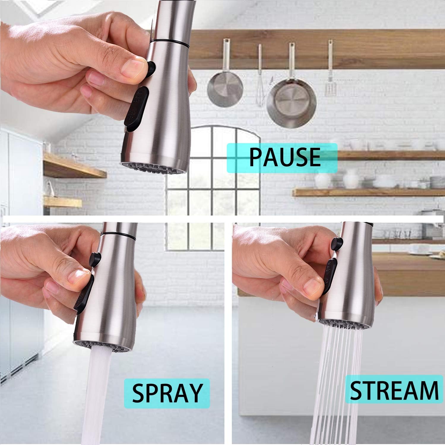 Promo 40% OFF Leetcp Kitchen Faucet with Pull Down Sprayer, Pull Out Single Handle Kitchen Sink Faucet with Deck Plate, 15.35 high, Brushed Nickel (Brushed Nickle)