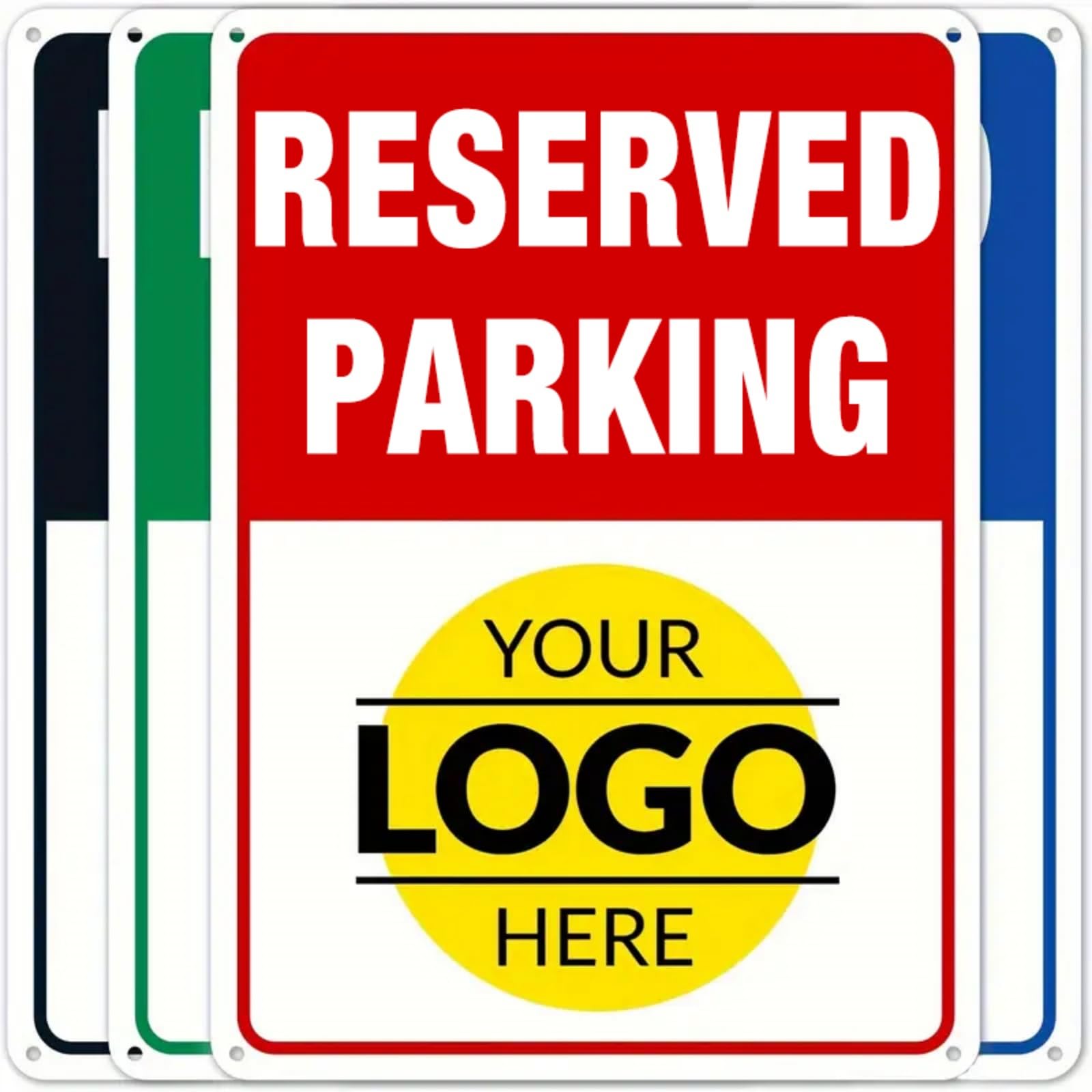 Custom Reserved Parking Sign for Outside - 14x10 Inches - Aluminum, Personalized Text Logo for Business, Weatherproof, Rust & Fade
