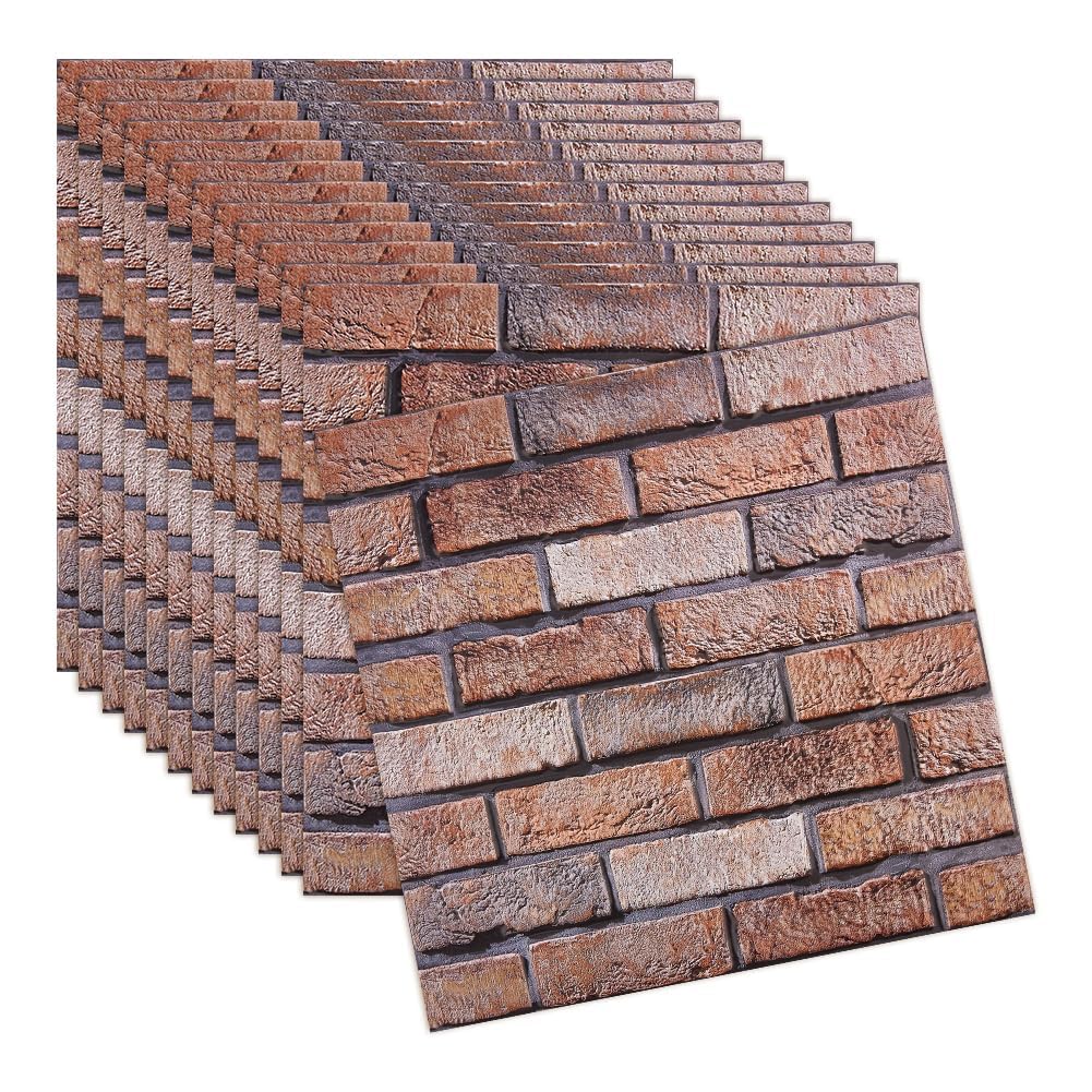 40 Stück 3D Wandpaneele Selbstklebend, 30 × 30 cm Wandverkleidung Selbstklebend aus Kunststoffplatten, wandpaneele PVC Backstein Tapete für Innenbereich, Außenbereich, Geschäftsräume