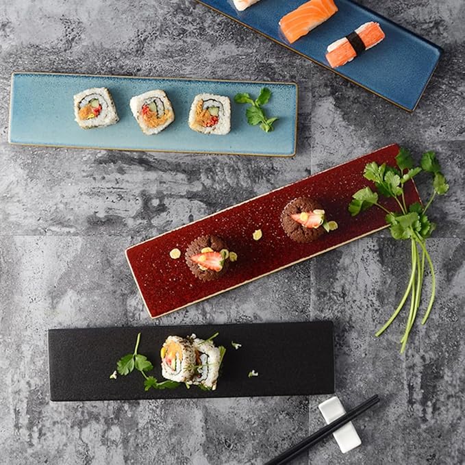 Plato Cerámico Rectangular Negro para Sushi - DOITOOL miniatura 9