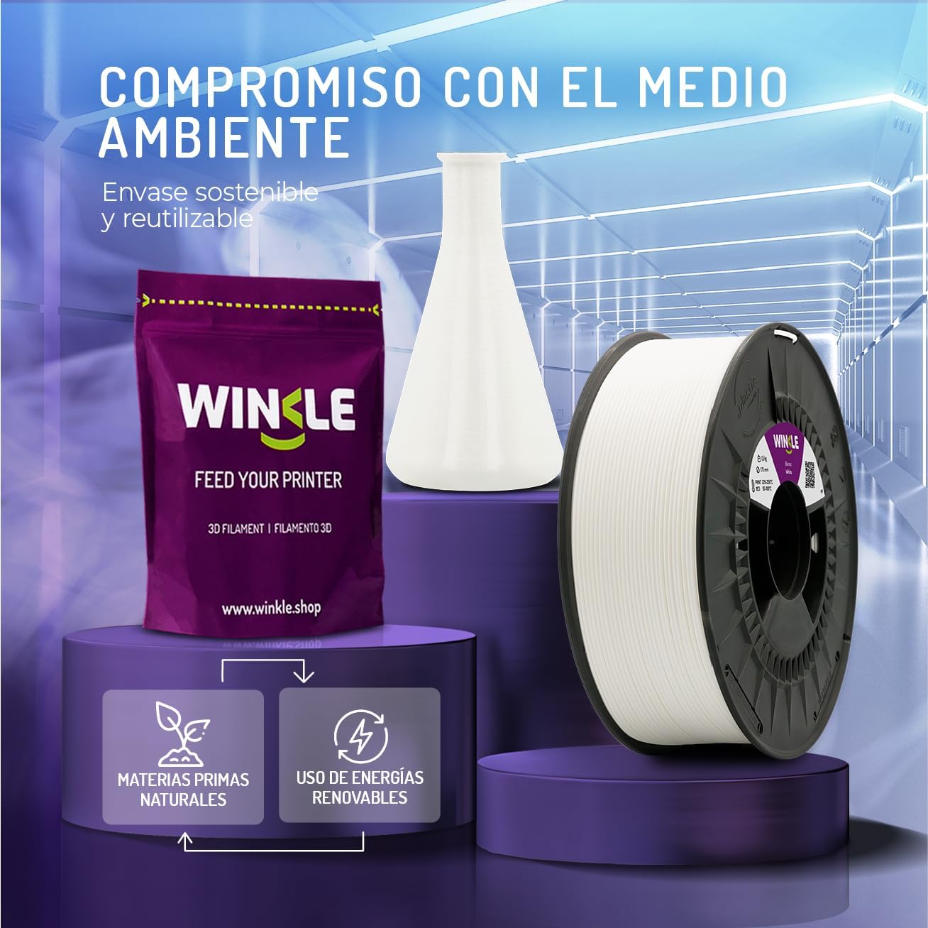 Winkle Polypropylene PP Filament 1.75 mm White, 700 g Spool, 3D Printer Filament Compatible with FDM Printers, PP 3D Printing Materials, Dimensional Accuracy +/- 0.05 mm, Chemical Resistant