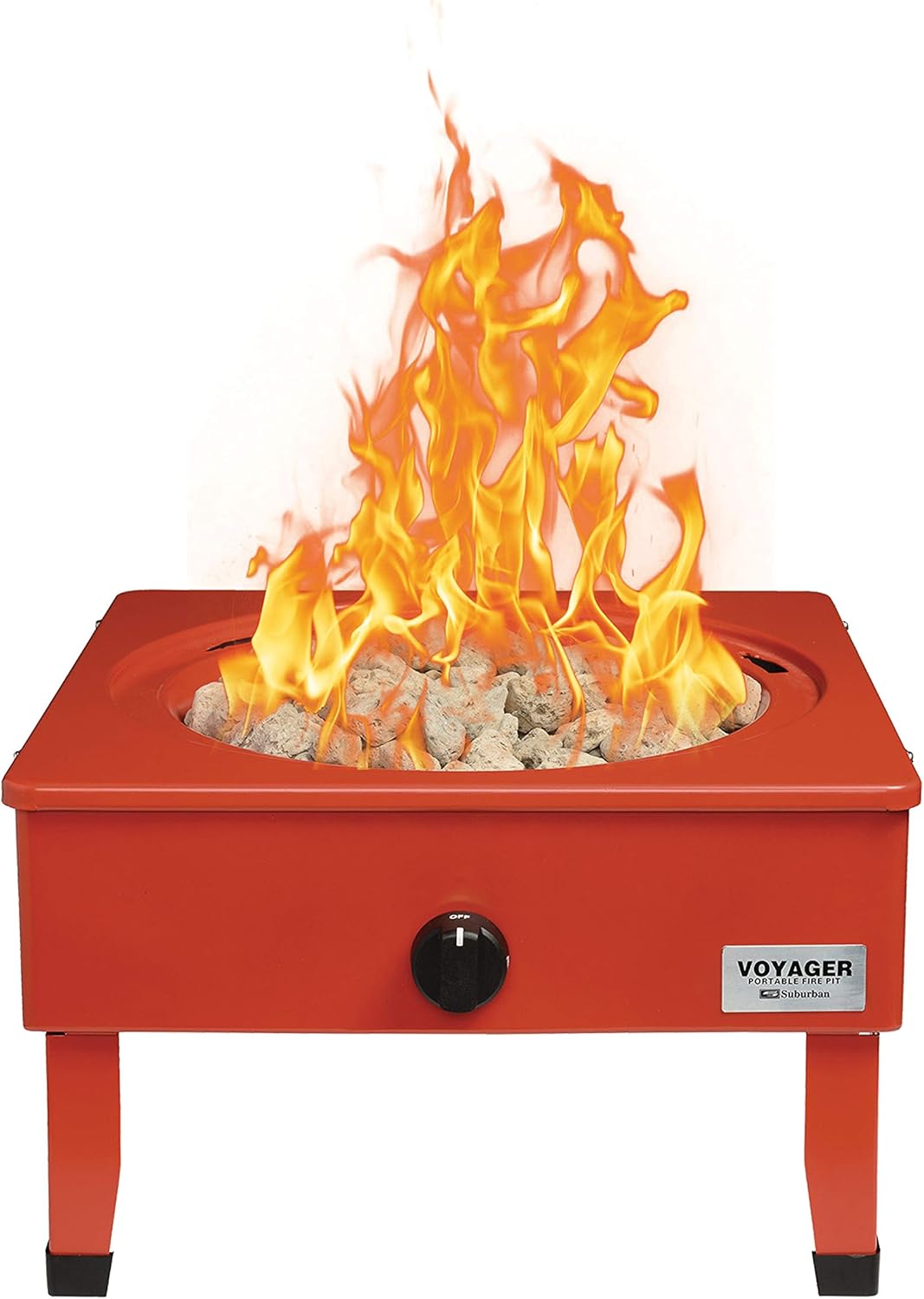 Suburban Voyager Fire Pit, Compact & Portable, Add Warmth and Ambience to Outdoor Experience, Easy to Carry Fire Pit, Propane Burning Fire Pit, Camping, Outdoor Heating, Red (‎3033A)