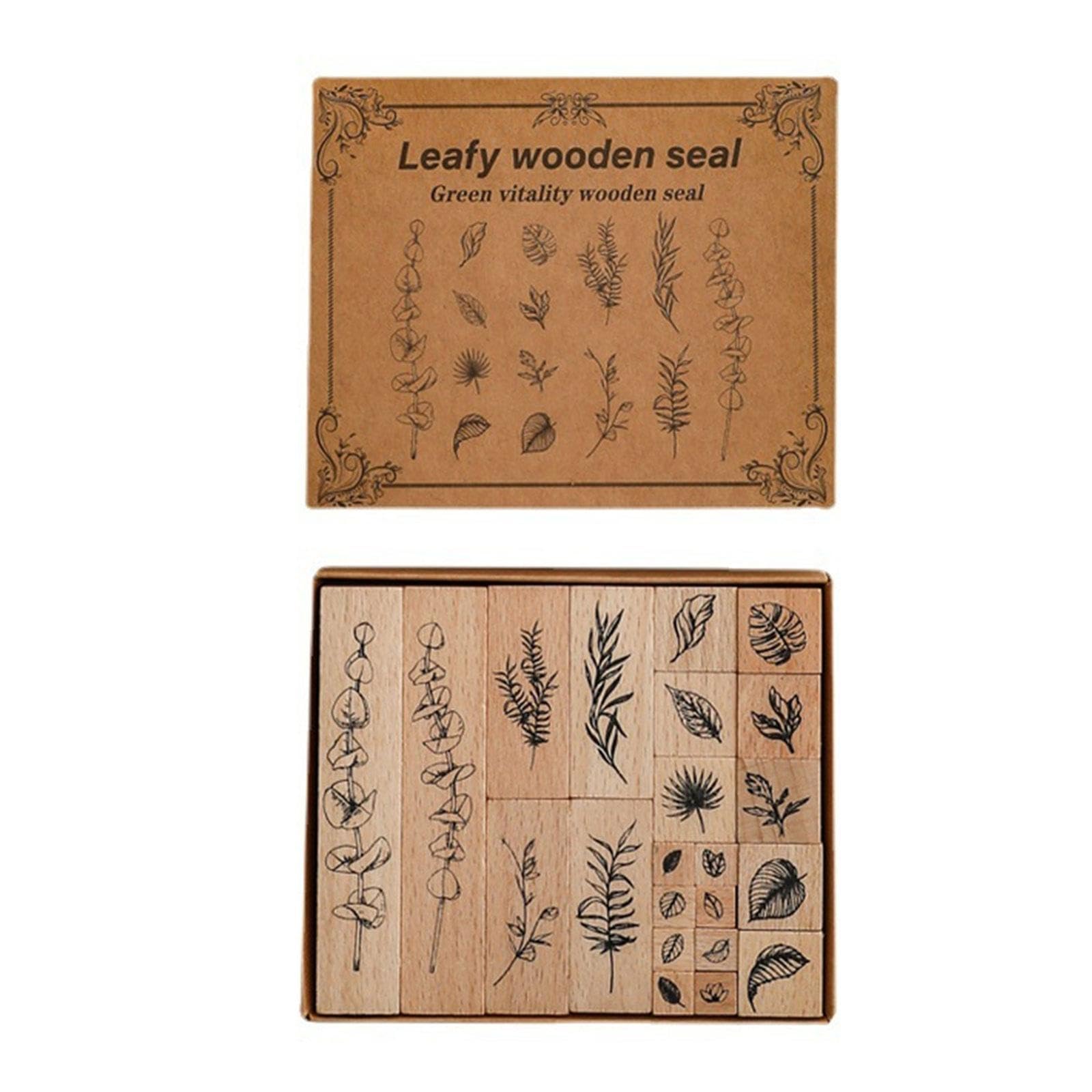 Tsophreniq 22Pieces Wood Rubber Stamper Plant Flower Stamper Scrapbooking for Card Making Journal Planner Photo Album Craft
