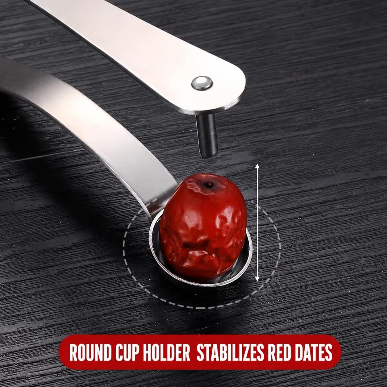 Stainless Steel Date Pitter Tool, Red Date Seed Remover for Jujube, Cherry and Hawthorn, Easy Fruit Corer Kitchen Tool, 2 Pack