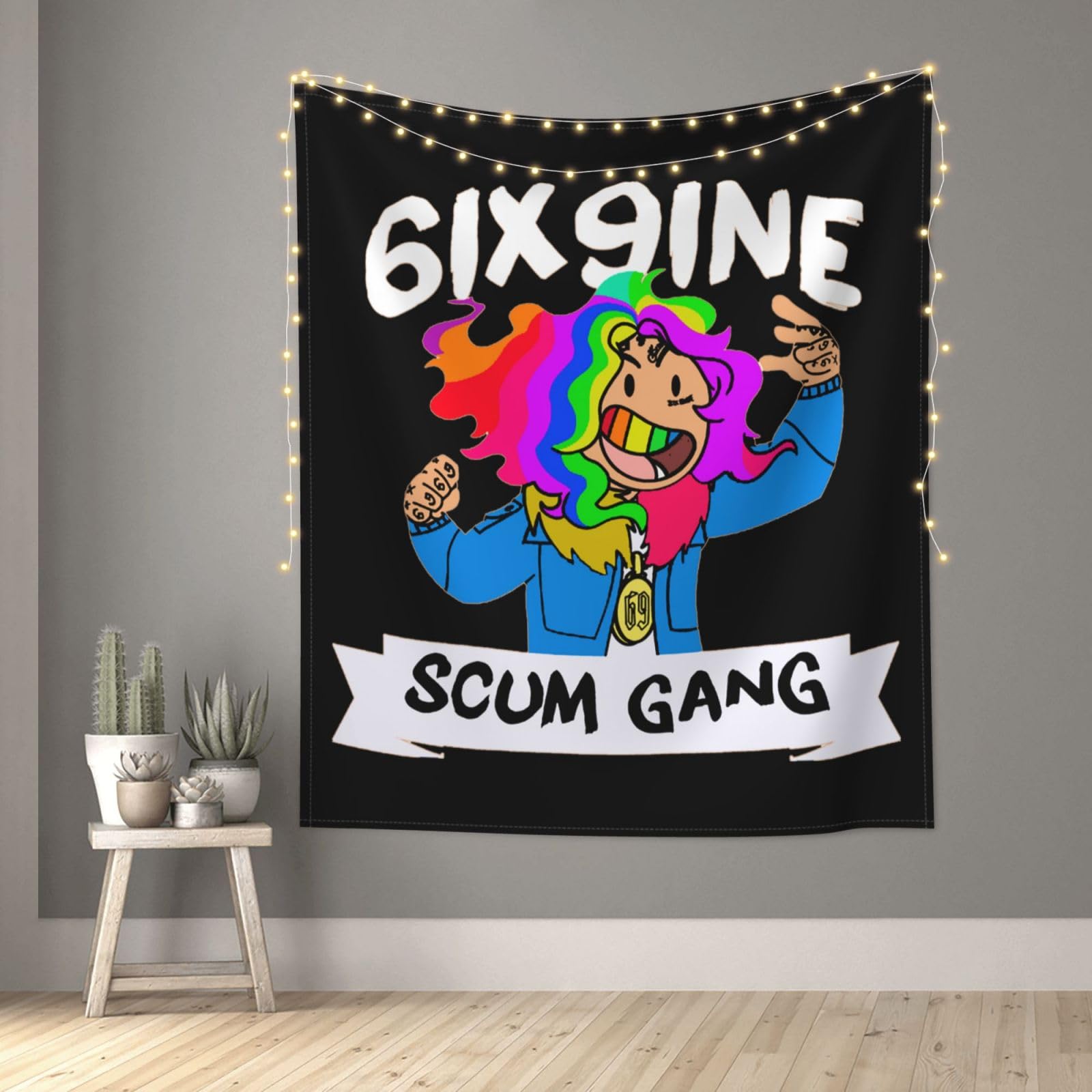 タペストリー(大判）インテリア　高級 Amazon.co.jp: タペストリー 6ix9ine Scum Gang 大判 壁飾り