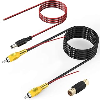 RFAdapter Backup Camera Cable, RCA Car Reversing Video Cable with Female Coupler, 20ft RCA Male to Male Plug Car Reverse Rear View Parking Extension Cable with Detection Trigger Wire for Camera